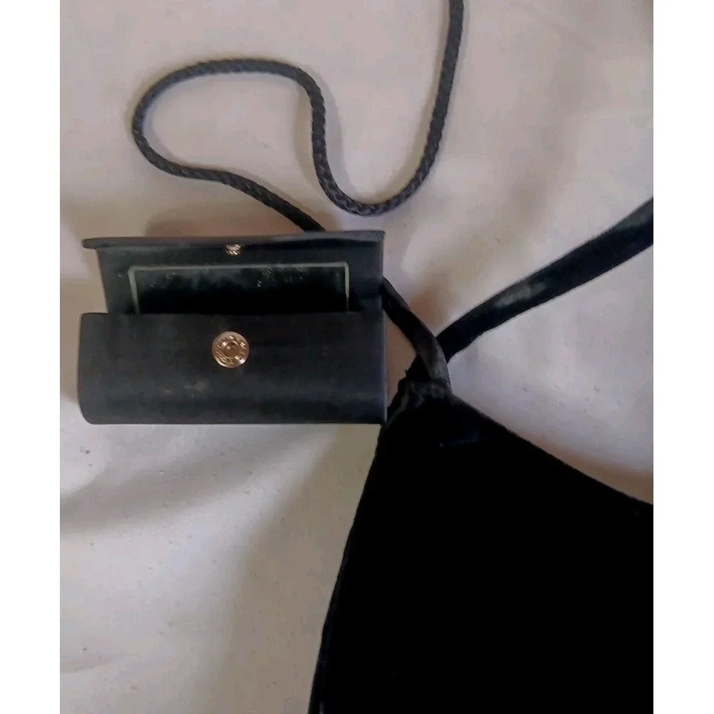 Vtg Black Velvet Purse Handbag Vintage Hand Or Shoulder Strap Lipstick Case READ